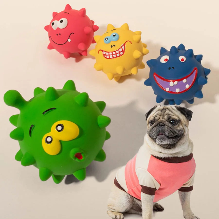 Squeaky Thorn Dog Chew Toy - Bite-Resistant Rubber Molar Cleaner for Puppies & Small Dogs, 3 in (7.5 cm)