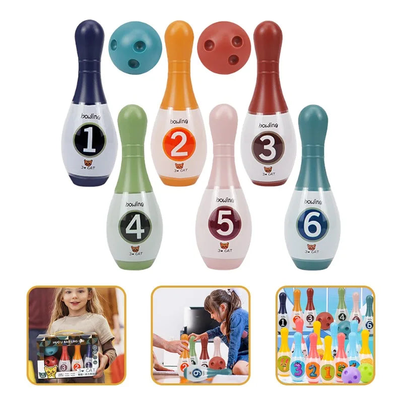 Kids Bowling Set 6 Pins & 2 Balls – Indoor Outdoor Toddler Bowling Game for Ages 4-6, Parent-Child Interactive Birthday Gift