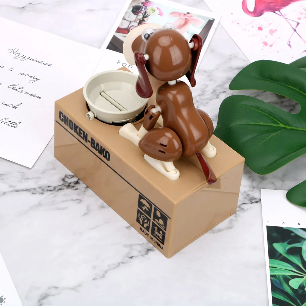 Electric Cartoon Dog Coin Bank Automatic Eating Money Piggy Bank for Kids Birthday Gift