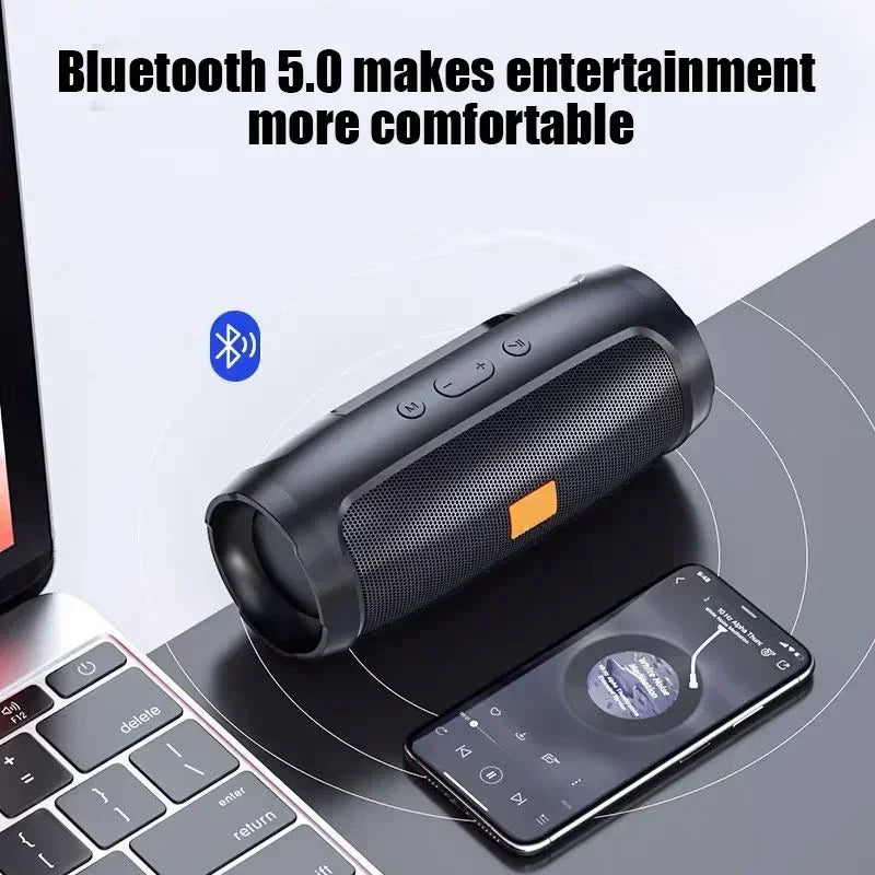 Portable Bluetooth Subwoofer Speaker — Wireless Outdoor Stereo with FM Radio, TF Card & USB, Bluetooth 5.0, Rechargeable, 3D Surround