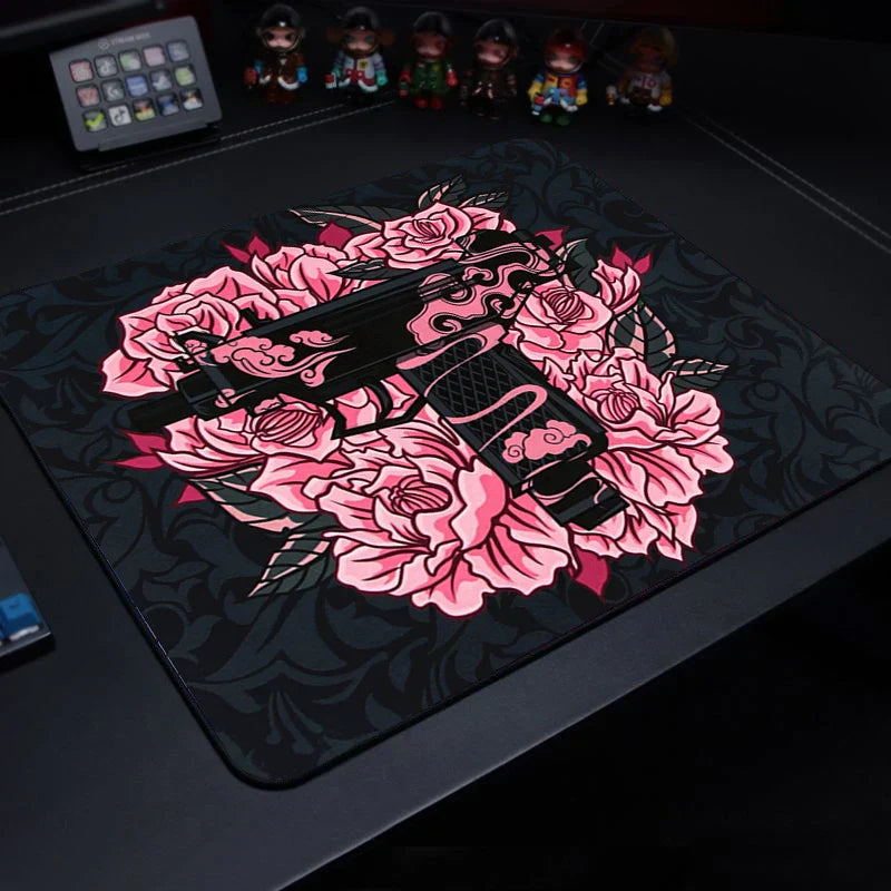 Cute Tiger Small Gaming Mouse Pad with Wrist Rest — Anti-Slip Rubber Desk Mat for Laptops & Keyboards