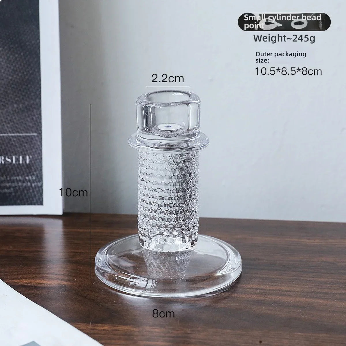 Clear Glass Pillar Candle Holder Table Candlestick for Dining Room Decor