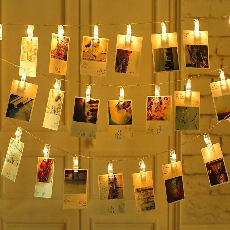 3M (9.8ft) 20 LED Photo Clip Fairy String Lights - Battery Operated Card Holder Garland for Christmas Wedding Party