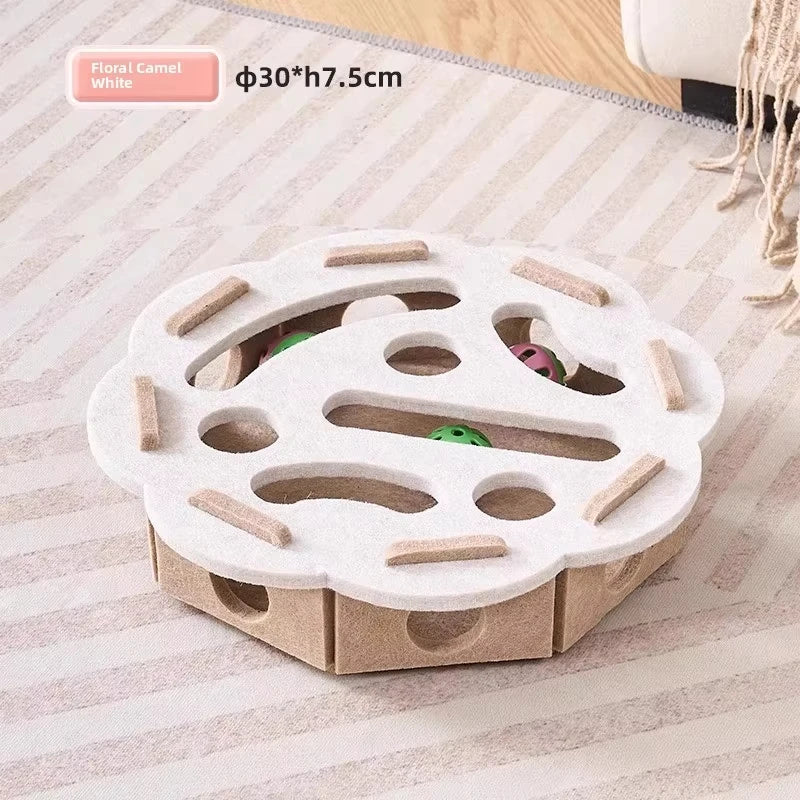 Felt Puzzle Box Cat Toy with Ball – Interactive Indoor Hunting, Exercise & Scratching Playhouse