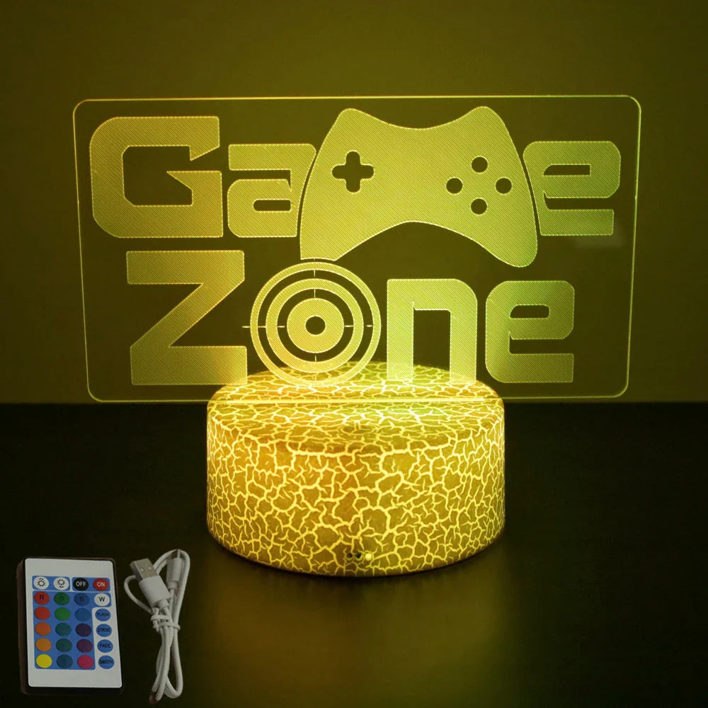 Neon Gamer 3D LED Night Light RGB – Gaming Table Lamp for Kids, Bedroom & Gamer Room