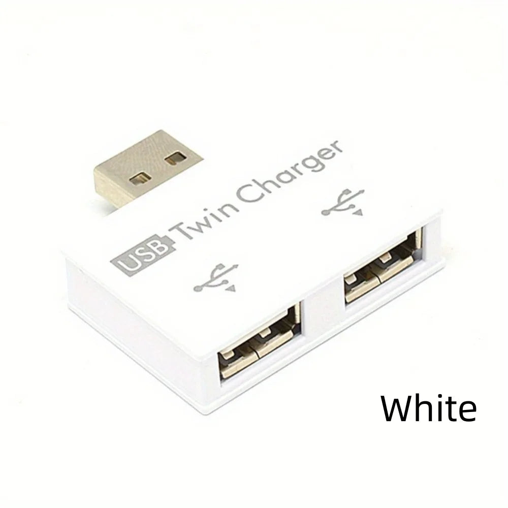 USB 2.0 1-to-2 USB-A Splitter Adapter - 2-Port USB Hub for Charging & Data Transfer
