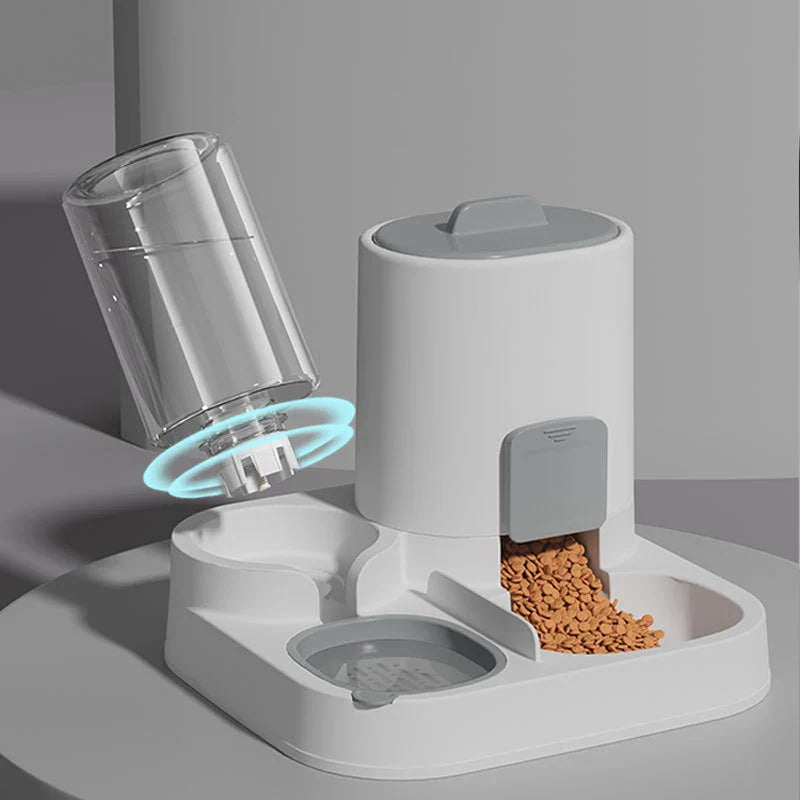 2-in-1 Pet Food & Water Bowl - Large Capacity Smooth Plastic Feeder for Cats & Small Dogs