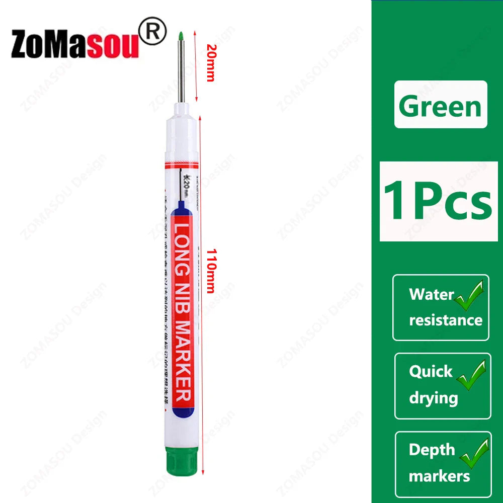 20mm Long-Head Deep Hole Marker Pens - Waterproof Fast-Dry Oil Markers for Wood, Metal & Glass (Red/Black/Blue/Green)