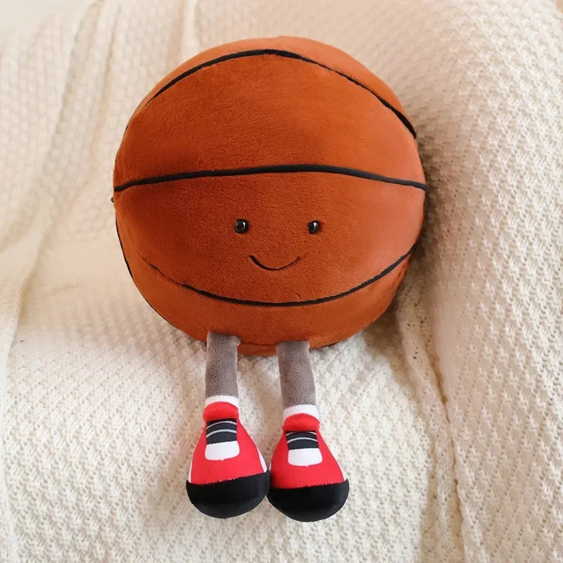 Plush Football & Basketball Pet Toy Pillow - Interactive Dog & Cat Ball, 25–28 cm (9.8–11.0 in)