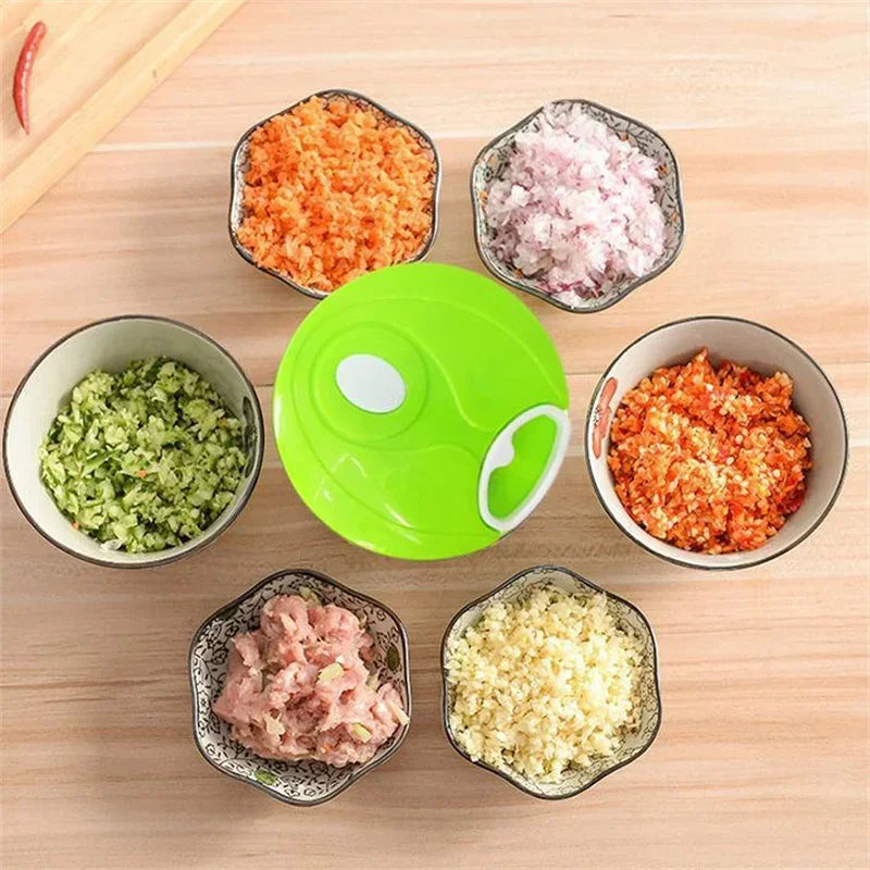 Manual Rope-Pull Food Chopper 500ml (17 fl oz) – Garlic Press, Vegetable & Meat Mincer