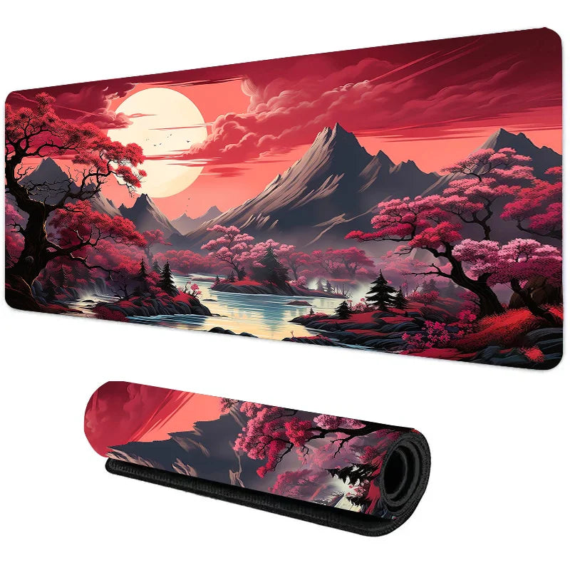 Night Moonlight Large Gaming Mouse Pad Non-Slip Stitched Rubber Desk Mat for Laptop PC Esports