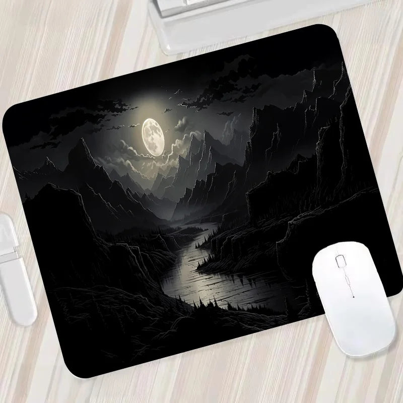 Night Moonlight Large Gaming Mouse Pad Non-Slip Stitched Rubber Desk Mat for Laptop PC Esports