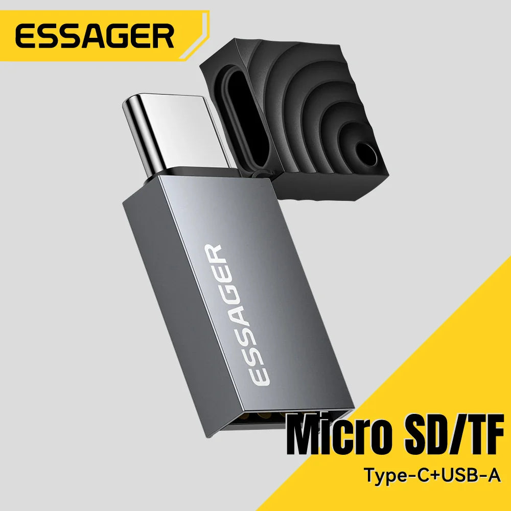 2-in-1 USB-C & USB 2.0 Micro SD/TF Card Reader Adapter - Mini Memory Reader for iPhone, iPad, MacBook & Android