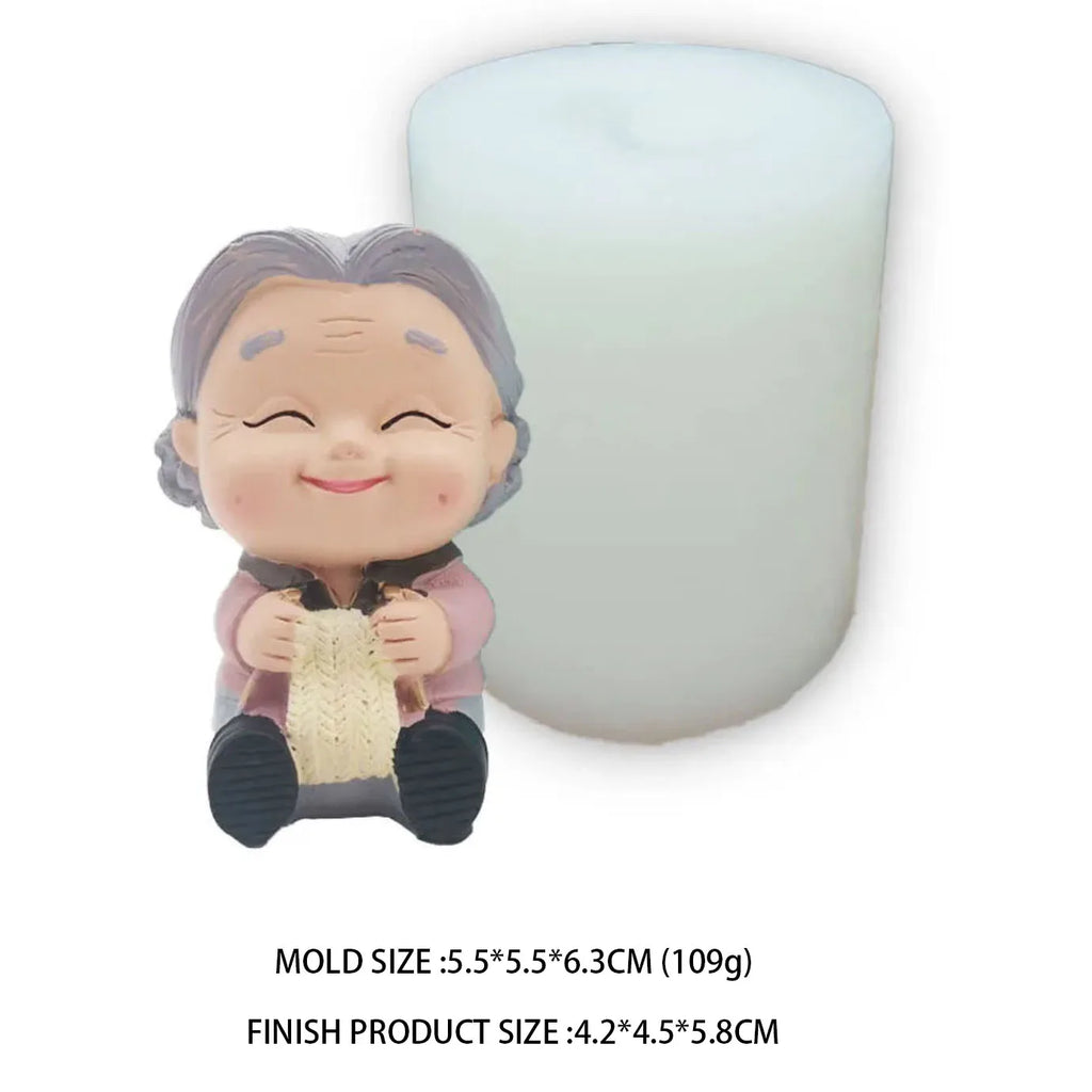 3D Grandpa & Grandma Silicone Mold – Longevity Elder Figurine for Candles, Resin, Soap & Cake Decorating