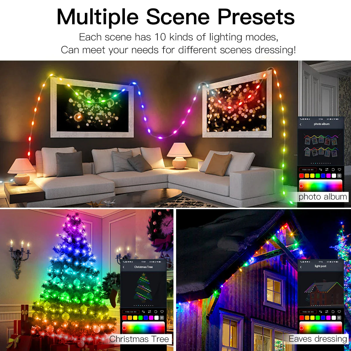 40 m (131 ft) RGBIC LED String Lights - Smart Bluetooth Music Outdoor Fairy & Festoon Lights, IP65 Waterproof, App & Voice Control
