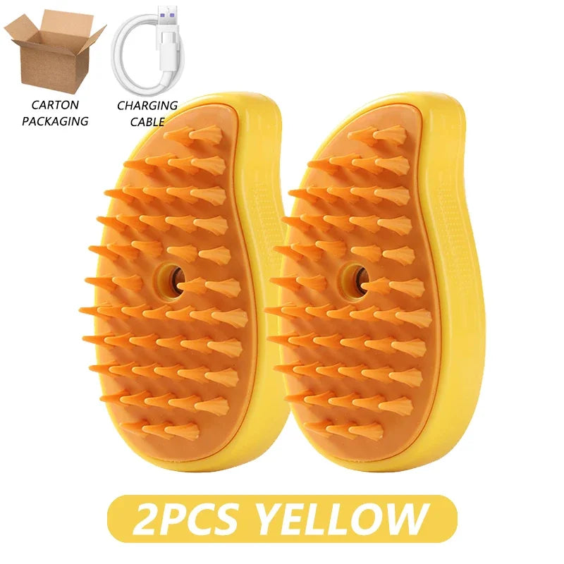 3-in-1 Pet Steamy Brush – Electric Spray Groomer, Silicone Massage & Hair Remover for Cats & Dogs