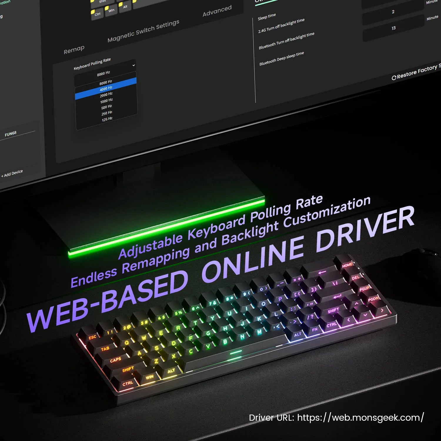 Magnetic Switch 60% & 65% Mechanical Gaming Keyboard - Rapid Trigger RT, 8K Polling, Hot-Swappable, RGB, Tri-Mode USB-C/BT/2.4G