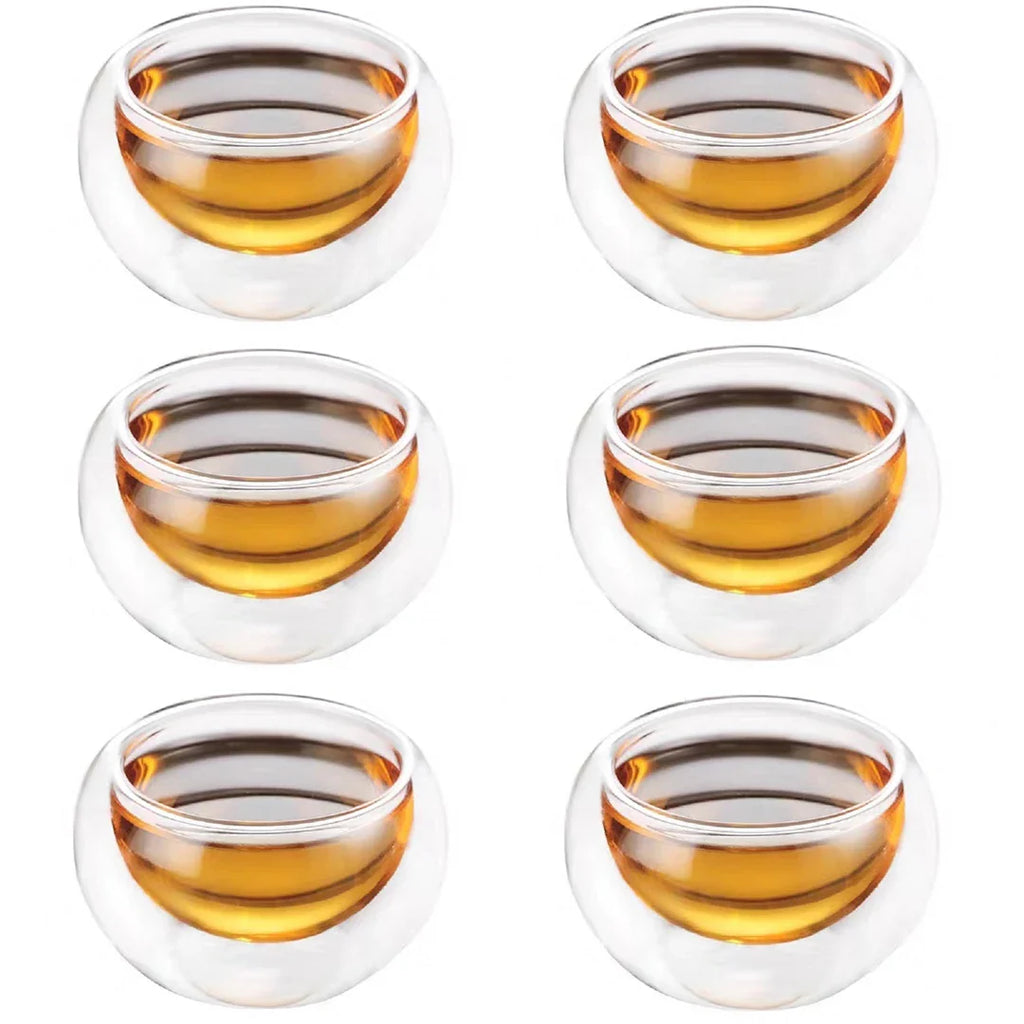 50ml (1.7 fl oz) Double-Walled Borosilicate Glass Espresso Cups - Set of 4 or 6, Clear Insulated Teacups