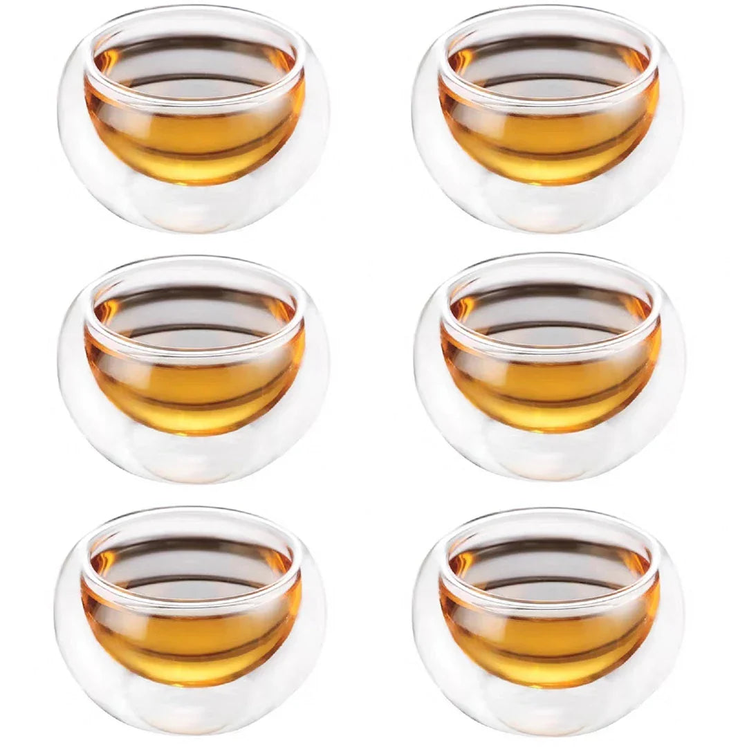 50ml (1.7 fl oz) Double-Walled Borosilicate Glass Espresso Cups - Set of 4 or 6, Clear Insulated Teacups