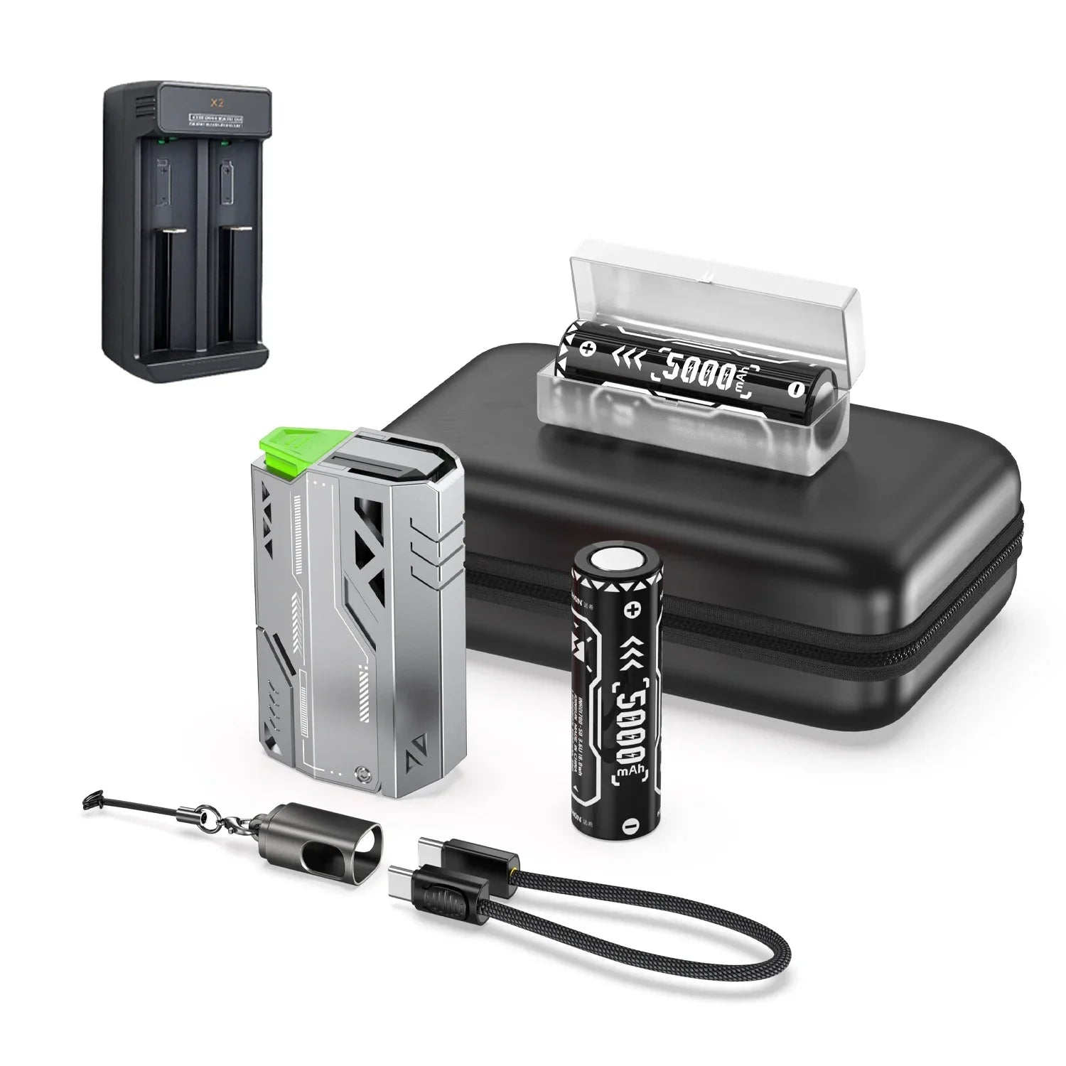 20000mAh Portable Power Bank 22.5W Fast Charge Removable Battery Pack with USB-C & Micro USB