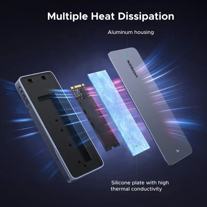 20Gbps M.2 NVMe/SATA SSD Enclosure - USB 3.2 Gen2x2 Type-C External Adapter with RGB Lighting