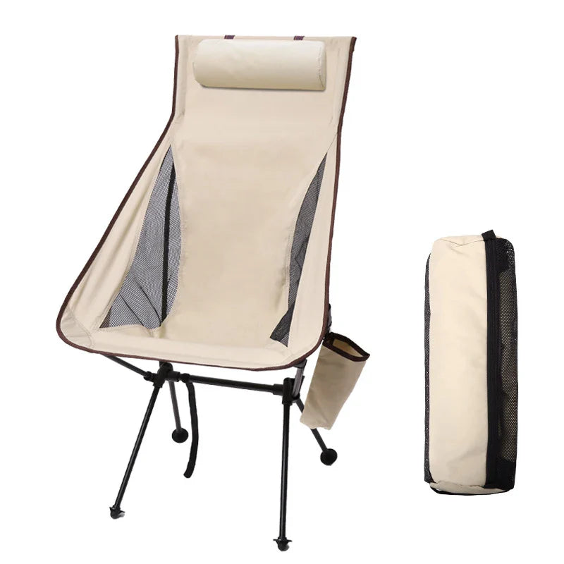 Portable Folding Camping Chair with Headrest – Lightweight Aluminum Alloy Travel & Fishing Chair