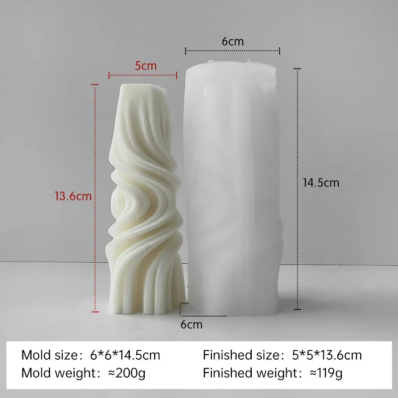 Striped Cylinder Silicone Candle Mold for DIY Pillar, Soy Wax, Plaster & Resin Crafts