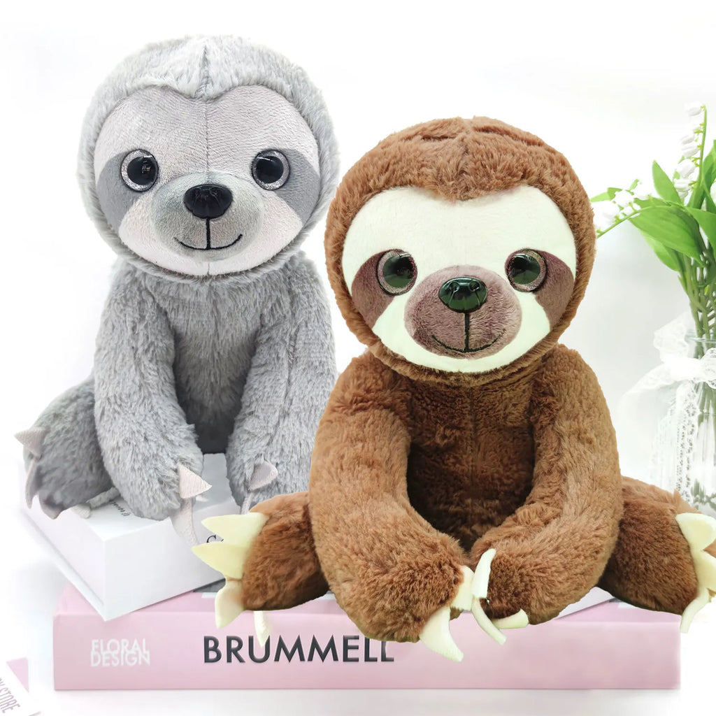 Realistic Sloth Plush Toy 25 cm (9.8 in) Soft PP Cotton Stuffed Animal Cuddly Sloth Doll Birthday Holiday Gift for Kids