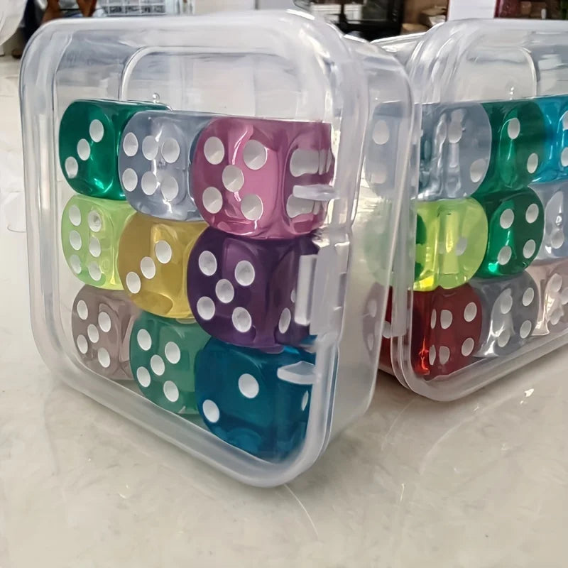 9-Piece Vibrant Color Dice Set with Portable Clear Storage Case, Assorted Colors for Math Games and Tabletop Gaming