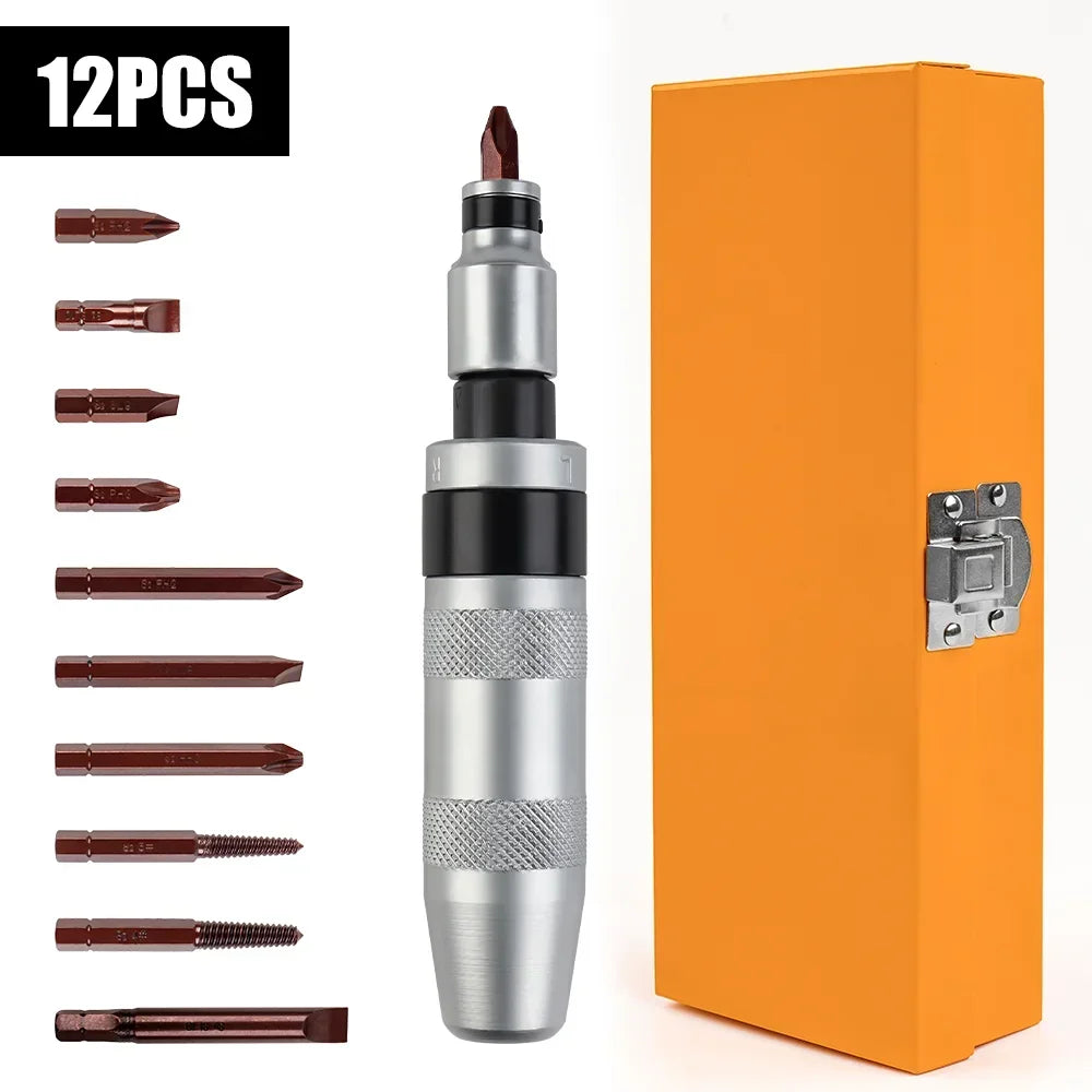 7/12-Piece Portable Reversible Impact Screwdriver Set — Manual & Cordless Driver Kit with Case for Home DIY