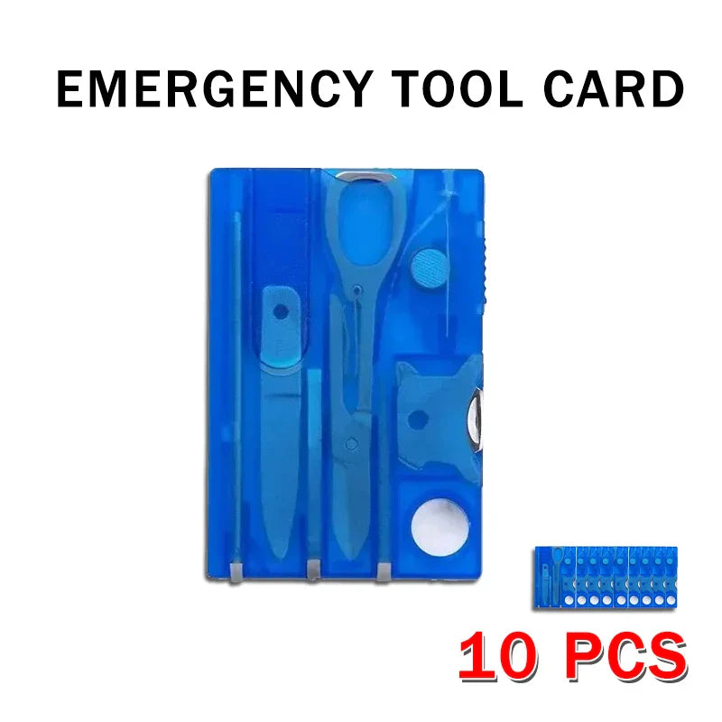 Credit-Card Multi-Tool Survival Card — Portable 5.5 × 8 cm (2.17 × 3.15 in) Pocket Emergency Tool with Screwdriver, Compass & Bottle Opener for Camping