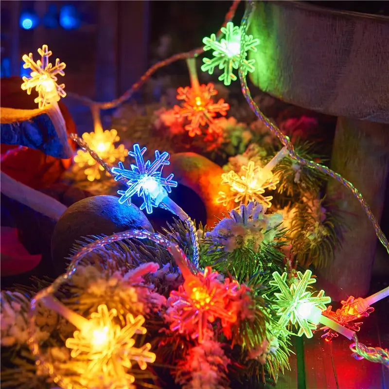 Snowflake USB LED String Lights — Multicolor Fairy Lights for Christmas Tree, Room & Wedding (1.5m/3m/4.5m/6m, 10–40 LEDs)