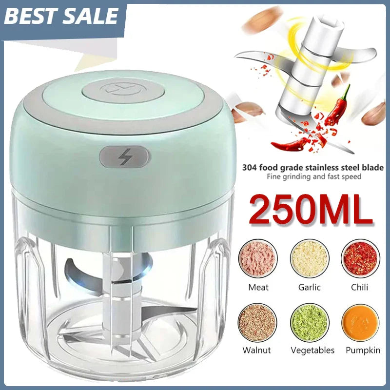 250ml (8.5 fl oz) Stainless Steel Electric Garlic & Ginger Chopper Mini Food Shredder