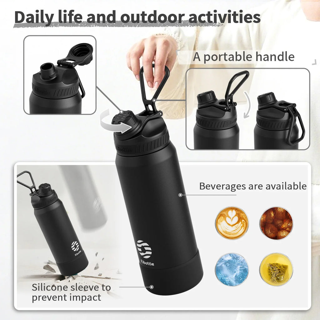 Stainless Steel Vacuum Flask Insulated Water Bottle - 24 oz (710 ml) and 32 oz (950 ml) Thermal Tumbler for Travel