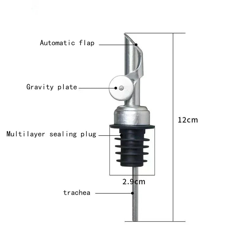 304 Stainless Steel Oil & Vinegar Pourer Spout — Auto-Open Bottle Stopper for Olive Oil, Wine & Liquor