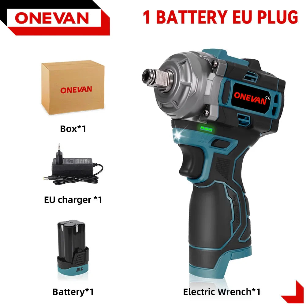 800W Brushless Cordless Impact Wrench 1/2-inch (12.7mm) Drive 16.8V Portable Electric Wrench 500 N·m