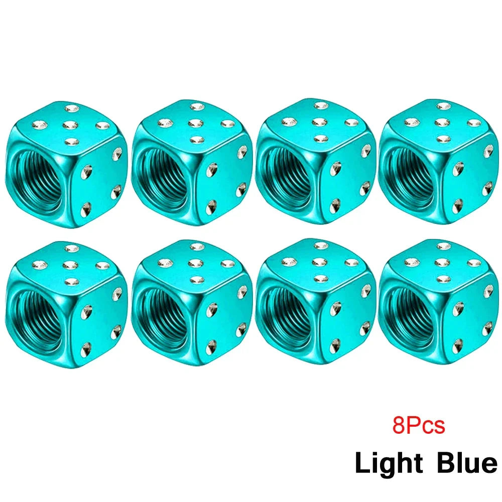 2/8-Pack Aluminum Dice Tire Valve Caps, Universal Wheel Stem Air Valve Covers for Car Truck Motorcycle Bike
