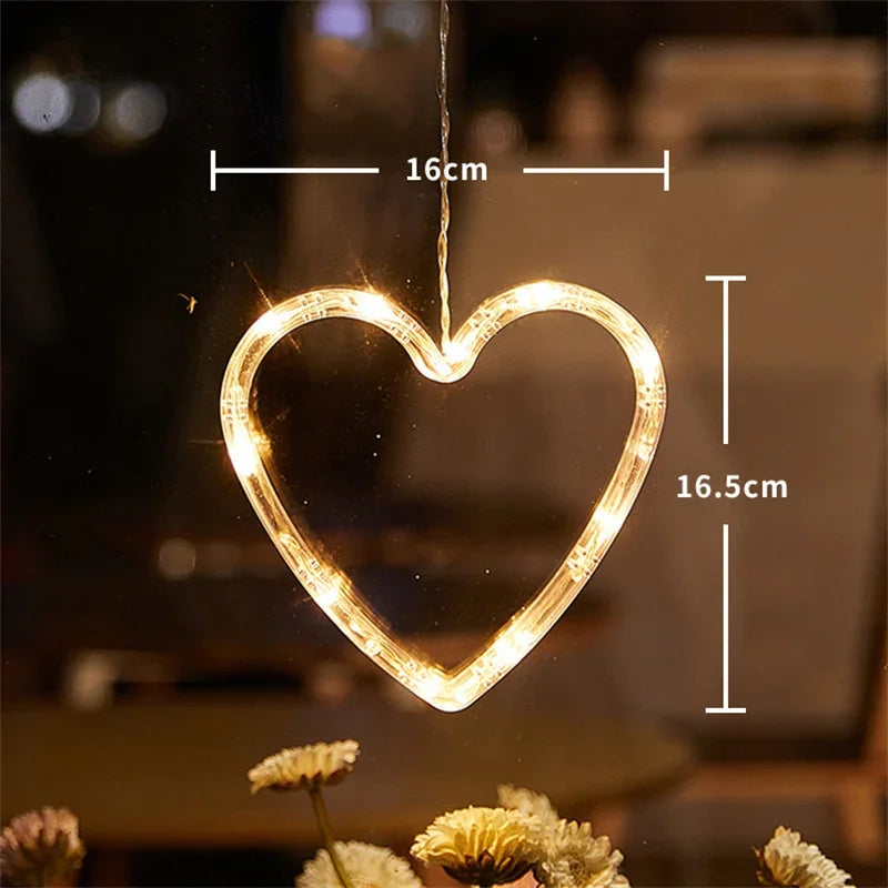 Battery-Operated Christmas LED Snowflake & Santa Hanging Window Ornaments – Warm White Holiday Decor