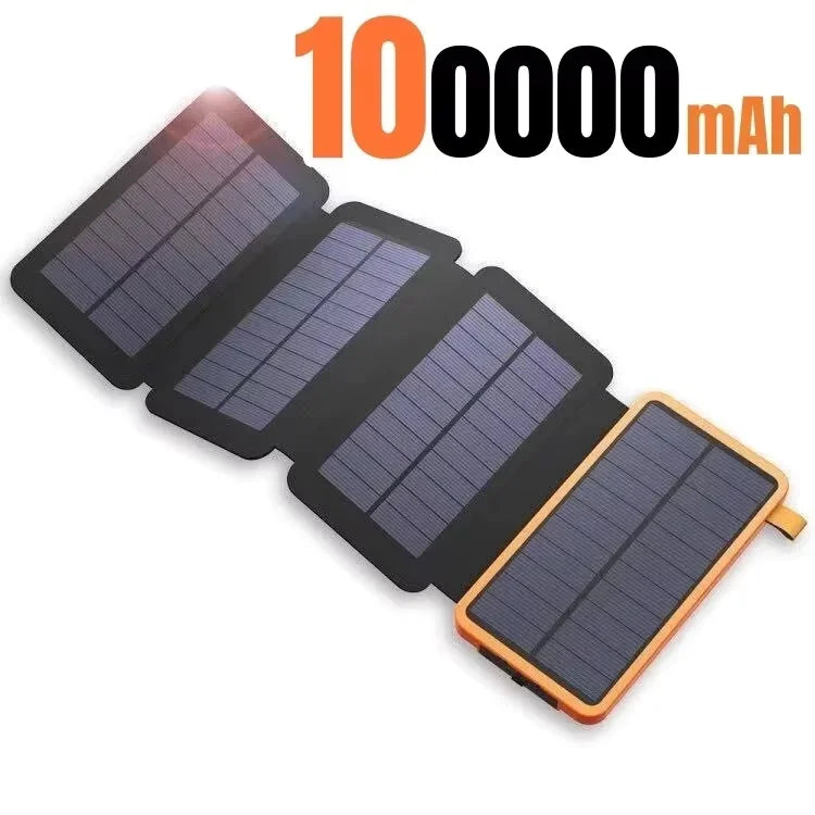200,000mAh Solar Power Bank with Folding Solar Panels 120W Portable Charger with Built-in Cables USB-C USB-A Lightning Flashlight Digital Display for iPhone Android