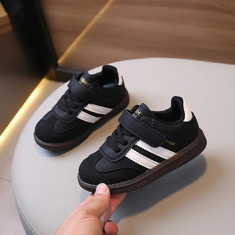 Kids PU Leather Sneakers - Lightweight Slip-On Velcro Soft-Sole, Anti-Slip Unisex Children’s Shoes