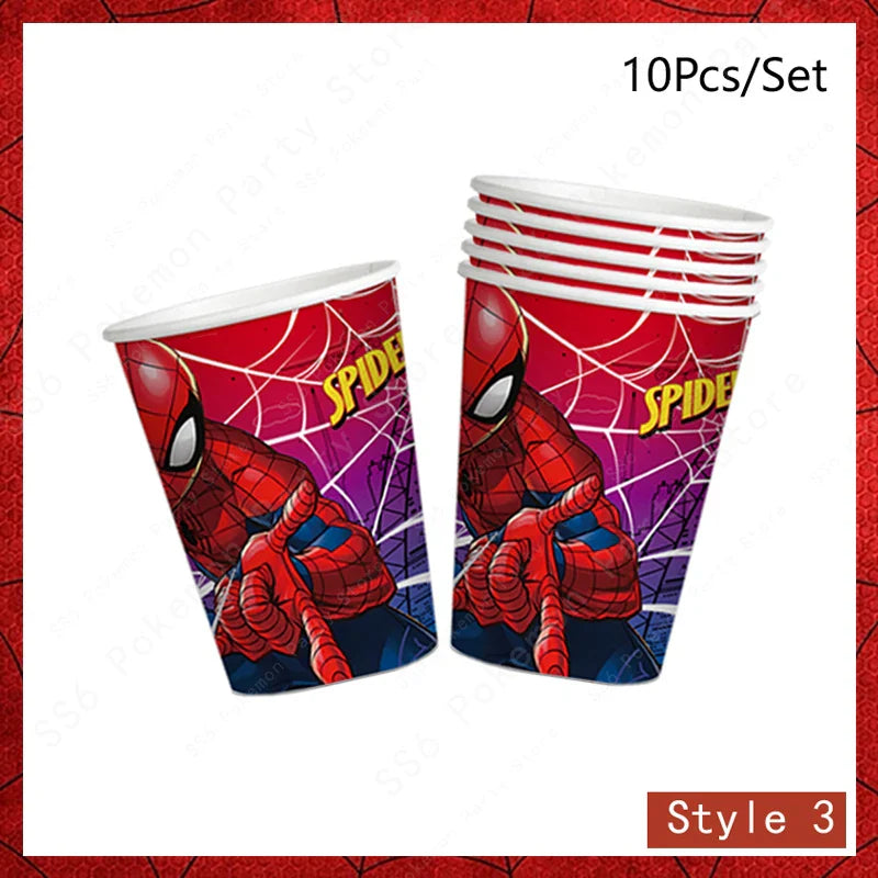 Spiderman Kids Birthday Party Supplies - Disposable Tableware Set with Plates, Cups, Napkins & Favor Bags