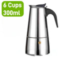 Moka Pot Stovetop Espresso Maker - 2/4/6 Cup Stainless Steel, Induction & Gas Compatible