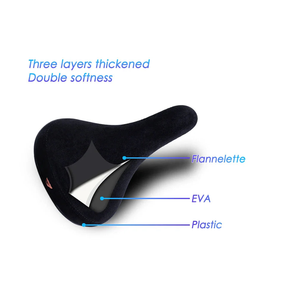 Wheelie Bicycle Saddle Black - Flannelette BMX and Mountain Bike Seat with Embroidered Logo, 8mm Rails, Unisex