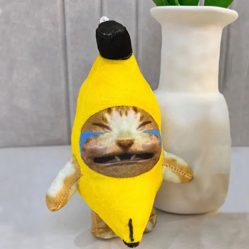 17cm Banana Cat Plush Keychain Pendant — Cute Crying & Happy Face, 1 Pc