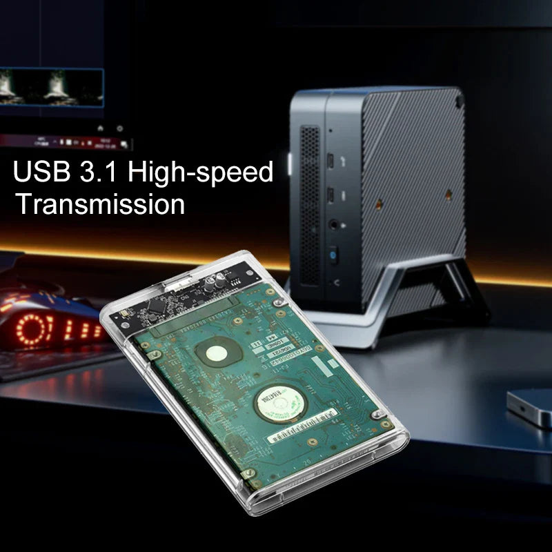 USB 3.0 2.5-Inch (63.5 mm) SATA HDD/SSD Enclosure — Up to 6TB, 5Gbps, Transparent Case, Plug & Play
