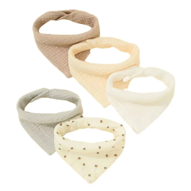 5-Pack Cotton Baby Drool Bibs Soft Absorbent Button Closure Unisex Newborn Infant Feeding Bibs