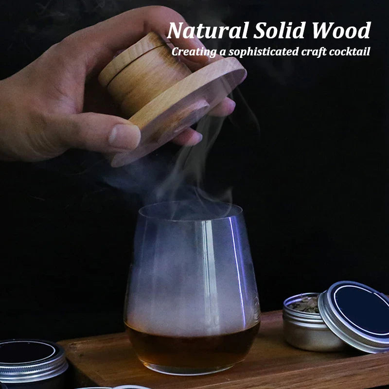 Cocktail Smoker Kit – Wooden Smoke Hood & Cold Smoke Infuser for Whiskey, Tequila & Cocktails with 4 Wood Chip Boxes