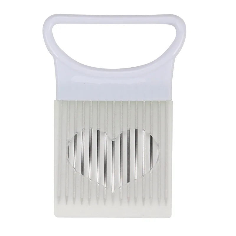 Colorful Onion Slicer with Stainless Steel Holder – Hands-Free Vegetable & Potato Chopper