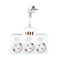 EU Wall-Mounted Power Strip — 3 AC Outlets + 4 USB Ports, Independent Switches, 0.5 m (20 in) Cord