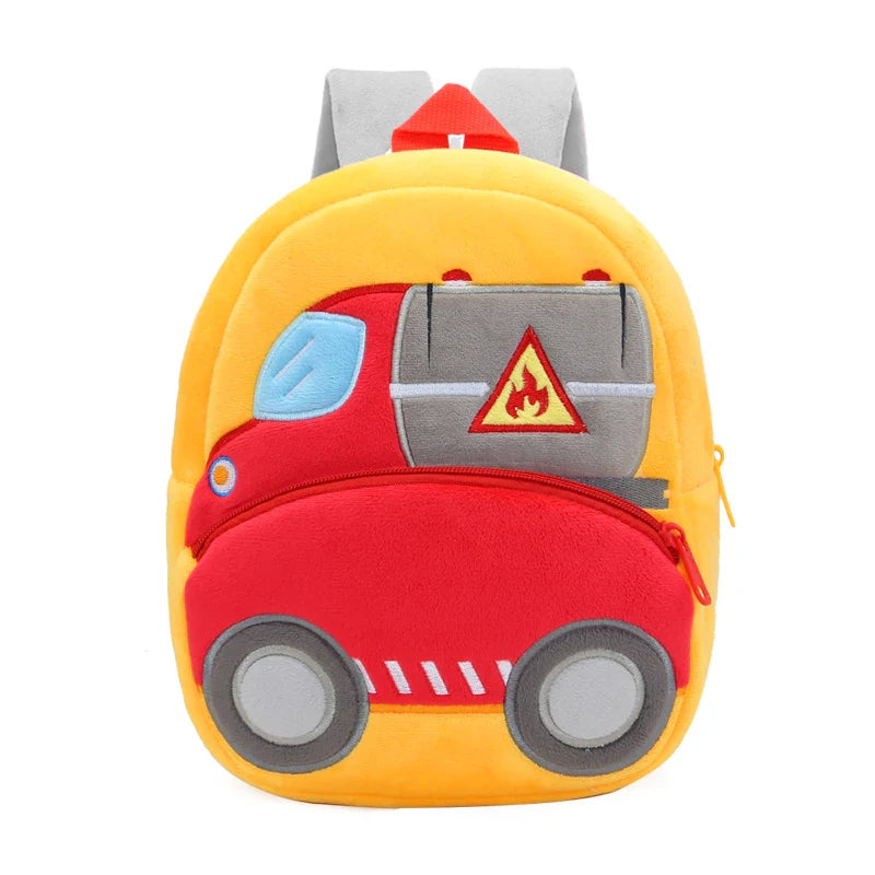 Excavator Plush Toddler Backpack for Ages 1-3, Cartoon Engineering Kids School Bag